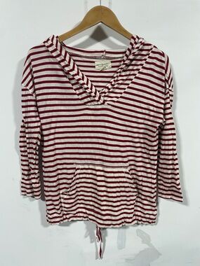 Denim & supply Ralph Lauren Women’s Striped V-Neck Hoodie - Red & White